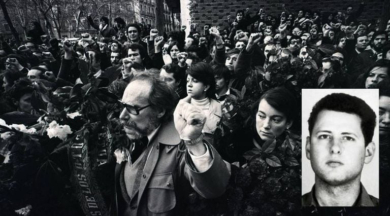 Marcha depois da matança dos advogados de Atocha. García Juliá, em miniatura.