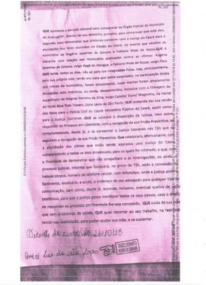 Declaração de vida de Andrezinho registrada em cartório.