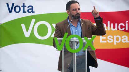 Santiago Abascal, líder do Vox, durante a campanha das eleições andaluzas