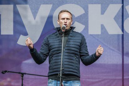 Alexei Navalni durante uma manifestação em 2019.