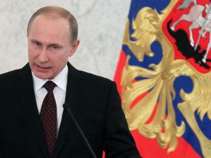 Putin durante seu discurso sobre o estado da nação.