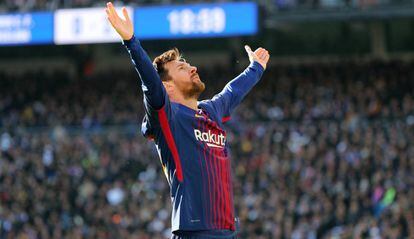 Maior artilheiro do clássico, Messi marcou mais uma vez no Bernabéu.