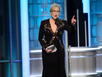 Meryl Streep, durante seu discurso no Globo de Ouro.