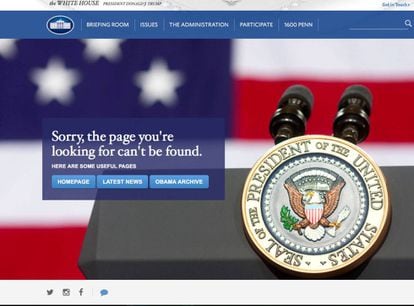 Captura de tela do link para o site em espanhol da nova Casa Branca.