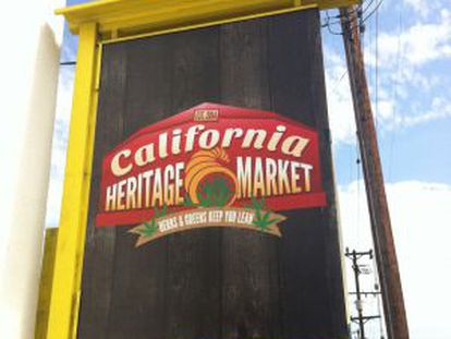 Cartaz de boas vindas da feira California Heritage Market.
