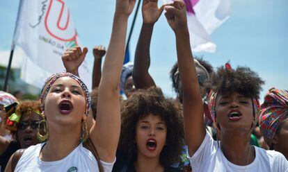 Marcha das mulheres negras contra o racismo, em junho de 2020 em Brasília.