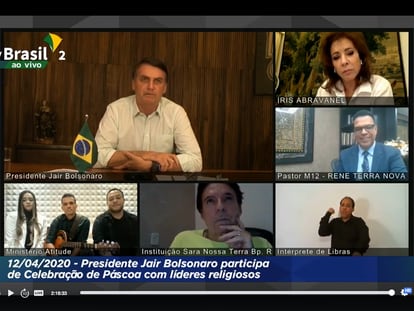 Transmissão online da celebração de Páscoa de Bolsonaro com líderes religiosos.