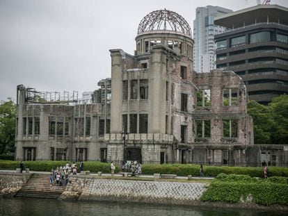 Restos do edifício de Hiroshima sobre o qual estourou a bomba atômica em 1945.