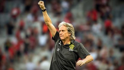 Jesus comemora gol do Flamengo na Copa do Brasil.