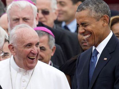 Obama e o Papa Francisco, nesta ter&ccedil;a.