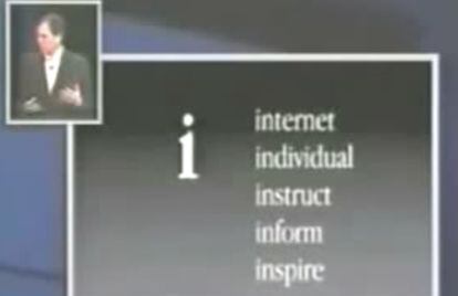 Os cinco 'i's que inspiraram o modelo de iMac apresentado por Steve Jobs em 1998.