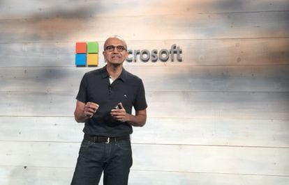 Satya Nadella, chefe executivo da Microsoft, durante o encontro.