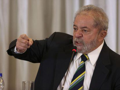 O ex-presidente Lula durante coletiva de imprensa