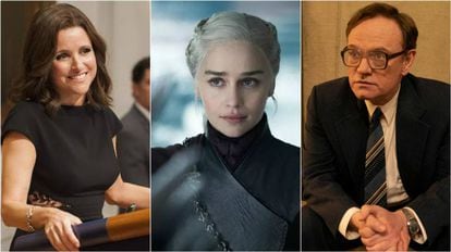 Julia Louis-Dreyfus ('Veep'), Emilia Clarke ('Game of Thrones') e Jared Harris (‘Chernobyl’).