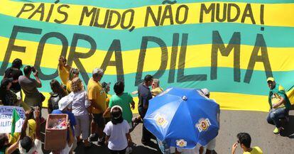 Protesto em Brasília, em abril.