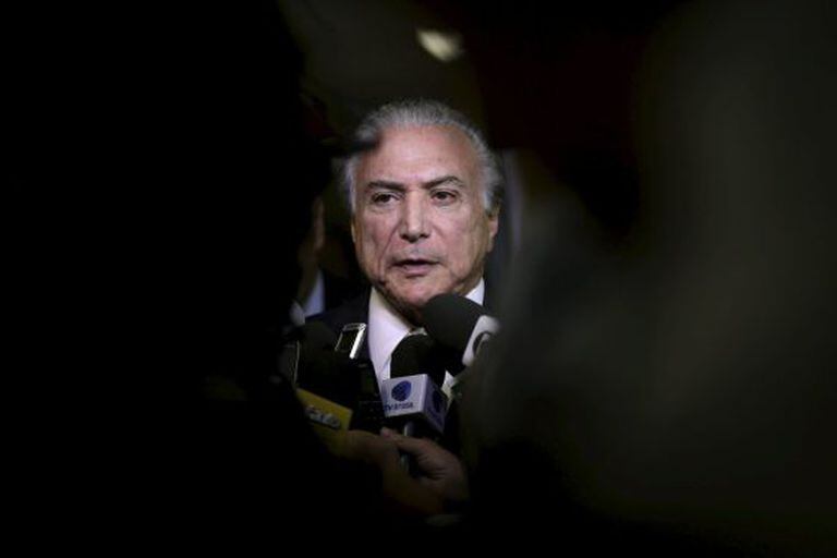 Temer durante entrevista em universidade de Brasília.