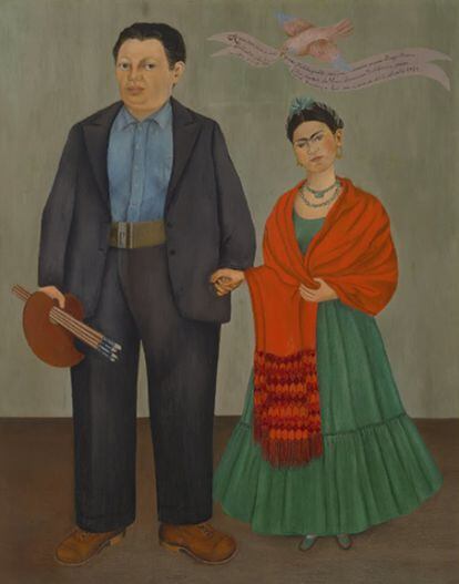 Frida Khalo, 'Frida e Diego Rivera' (1931). Pode ser visto no Museu de Arte Moderna de San Francisco (Estados Unidos). 
