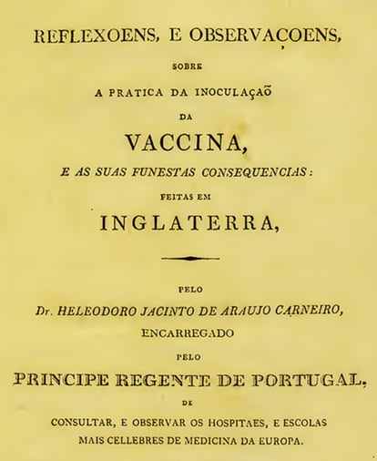 Capa de livro português sobre "funestas consequências" da vacina contra a varíola.