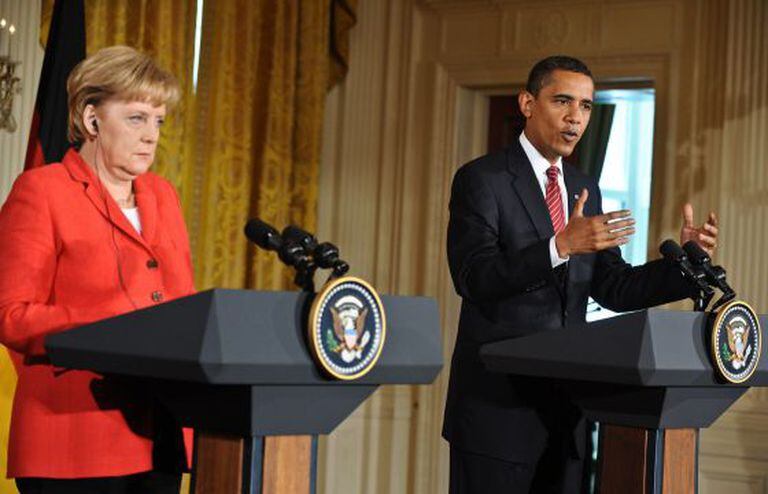Angela Merkel e Barack Obama em 2009 na Casa Branca.