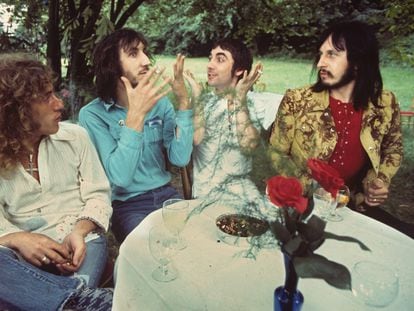 The Who, em 15 de julho de 1971 em Surrey, Inglaterra. Da esquerda para a direita: Roger Daltrey, Pete Townshend, Keith Moon e John Entwistle.