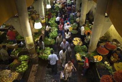 Mercado central de Port Louis, em Mauricio.