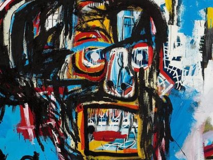 A tela sem título do artista Jean-Michel Basquiat.