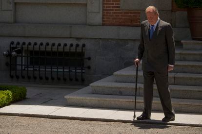 Juan Carlos I, no Palácio de la Zarzuela em 9 de junho de 2014, durante seus últimos dias como monarca.