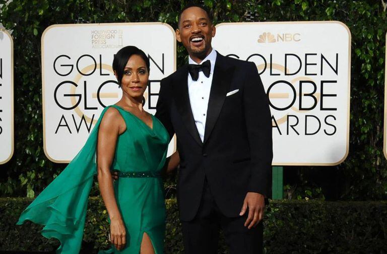 Jada Pinkett e seu marido Will Smith, na entrega dos Globos de Ouro dia 10 de janeiro.
