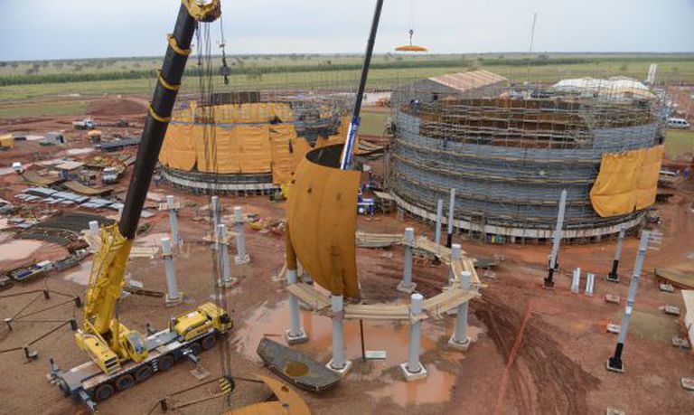 Obra de fábrica de fertilizantes da Petrobras em Três Lagoas.