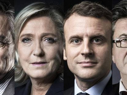 Fillon, Le Pen, Macron e Mélenchon: os favoritos nas eleições francesas.