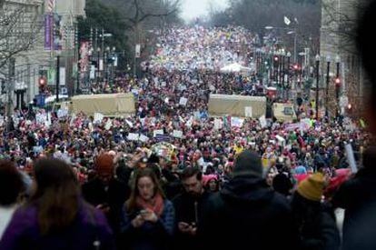Cerca de 500.000 pessoas protestaram na marcha das mulheres em Washington no último 21 de janeiro.