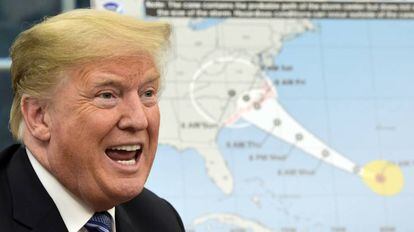 O presidente Donald Trump fala sobre o furacão Florence na Casa Branca.