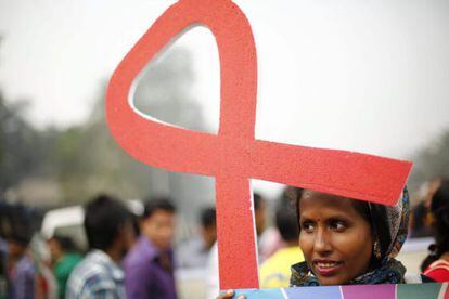 O Dia Mundial contra a Aids em Daca (Bangladesh).