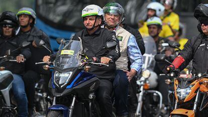 O presidente Jair Bolsonaro no domingo passado, durante uma manifestação de motociclistas no Rio de Janeiro.