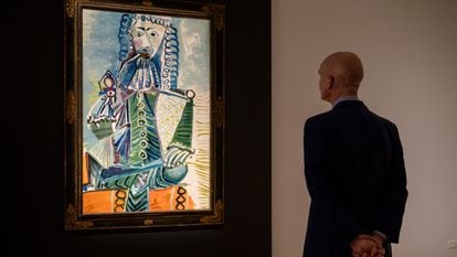 O quadro de Picasso 'Mousquetaire á la pipe II' leiloado pela Christie's em Nova York em 11 de novembro de 2021.