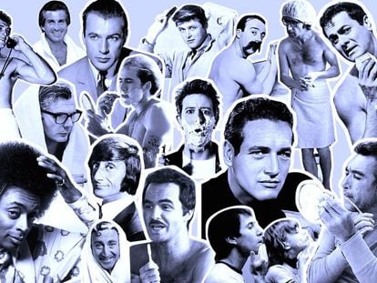 Paul Newman, Tony Curtis, Gary Cooper, Spike Lee, Burt Reynolds, Anthony Quinn... ícones da masculinidade dando um trato no rosto.