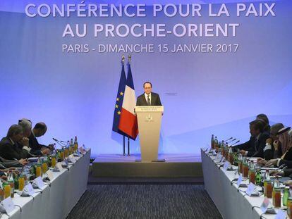 Hollande na Conferência de Paris sobre a paz no Oriente Médio, neste domingo.