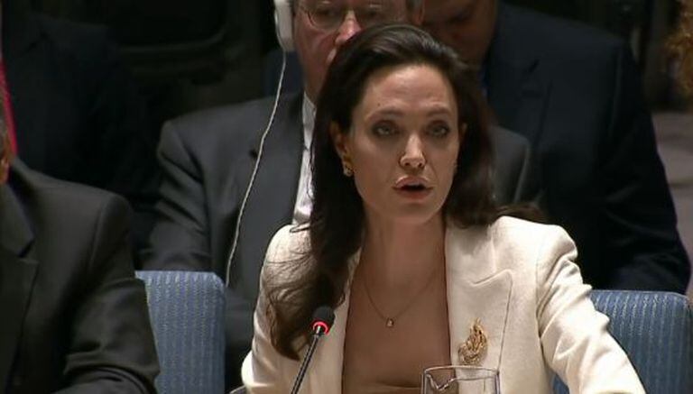 Angelina Jolie durante participação na ONU em abril.