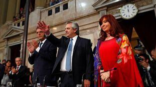 Alberto Fernández e Cristina Kirchner neste domingo, durante a abertura das sessões ordinárias do Congresso.