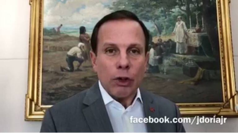 O prefeito de São Paulo, João Doria, em vídeo divulgado hoje.