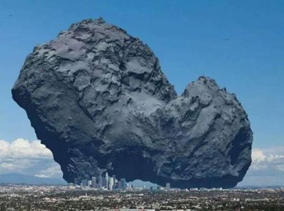 Ilustração compara o tamanho do cometa com a cidade de Los Angeles.