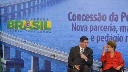 O ministro Levy e Dilma Rousseff.