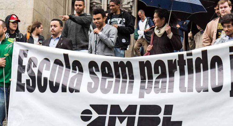 Ato do MBL a favor do Escola sem Partido, em agosto deste ano, em SP.