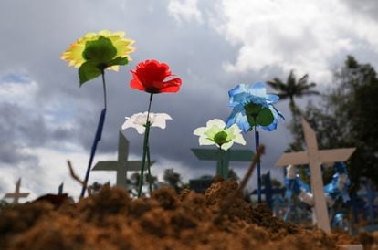 Sepulturas do cemitério Parque Tarumã em junho de 2020, Manaus.