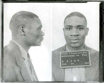 Joe Ligon em fotos de 1963, quando tinha 25 anos e fazia mais de uma década que estava na prisão. 
