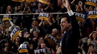 O então pré-candidato Pete Buttigieg participa de ato de campanha em Raleigh, Carolina do Norte, no sábado.