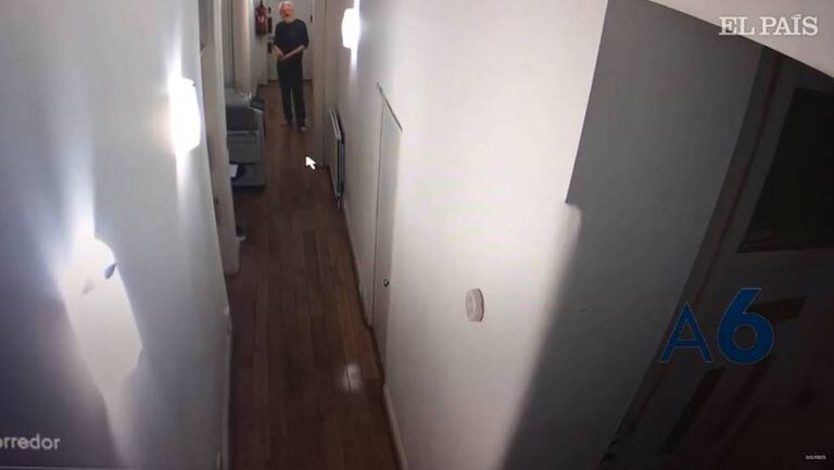 Julian Assange, em um corredor da Embaixada de Equador em Londres.