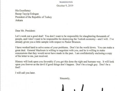 Imagem da carta de Trump a Erdogan.