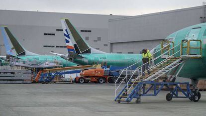 Aviões Boeing 737 Max no aeroporto de Seattle.