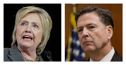 Hillary Clinton e o diretor do FBI, James Comey.
